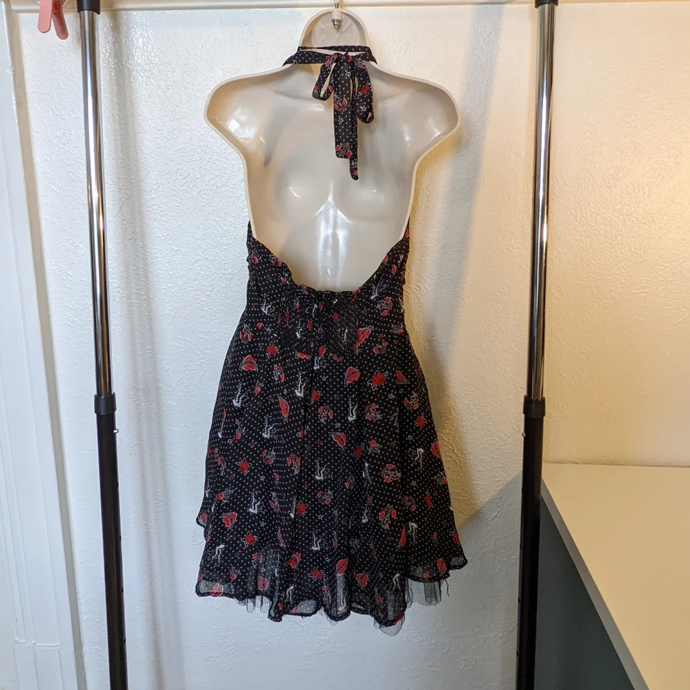 Hell Bunny Black and Red Halter Midi Dress - Picture 2 of 7